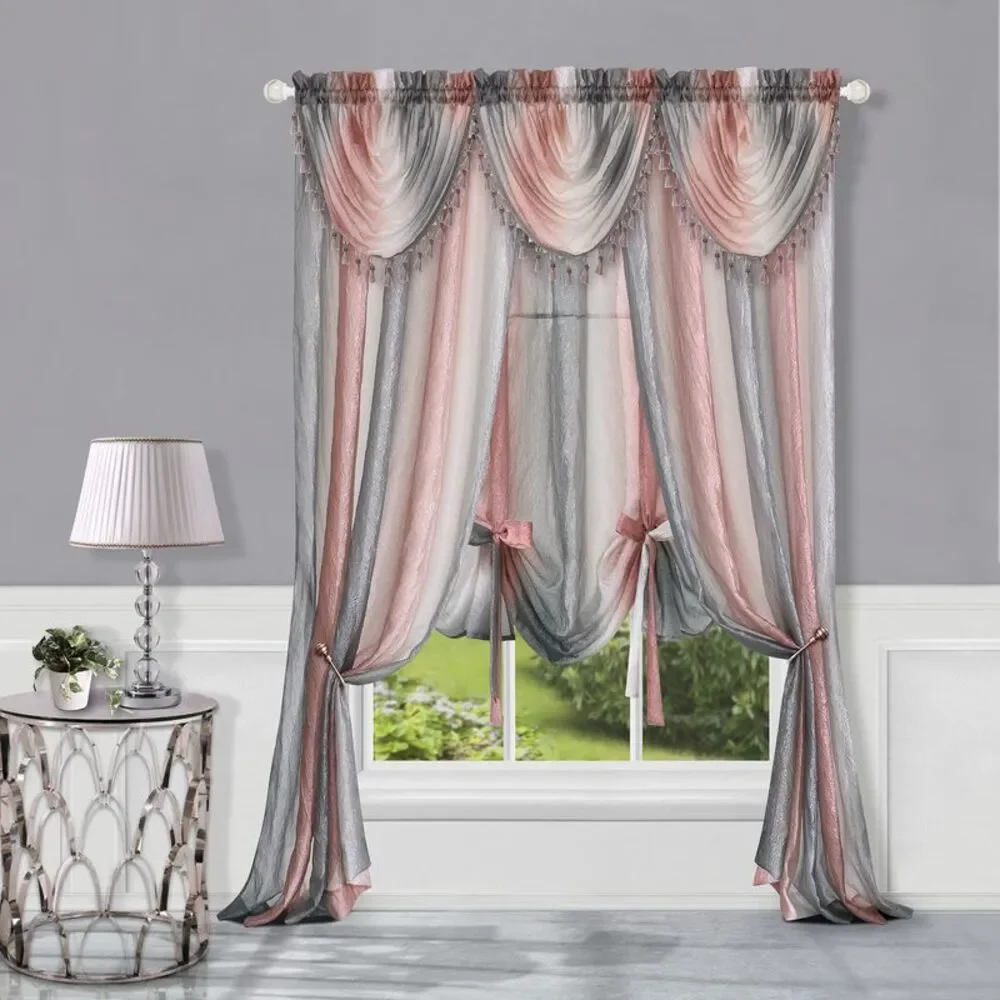 Achim Home Furnishing: Ombre Blush Striped Modern Window Curtain Panel: 50